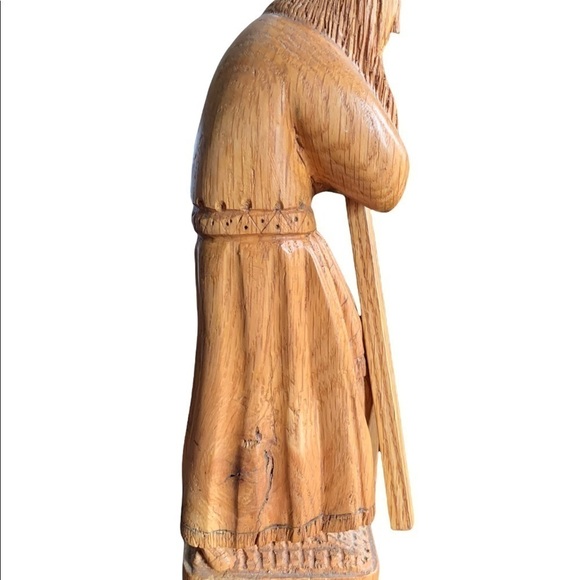 Wooden Handmade Jesus Carrying Cross w/Wooden Virgin Mary Set - Picture 10 of 11